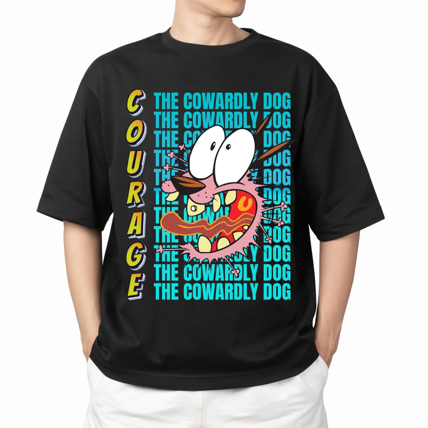"Courage : The Cowardly Dog" styled oversized tshirt.
